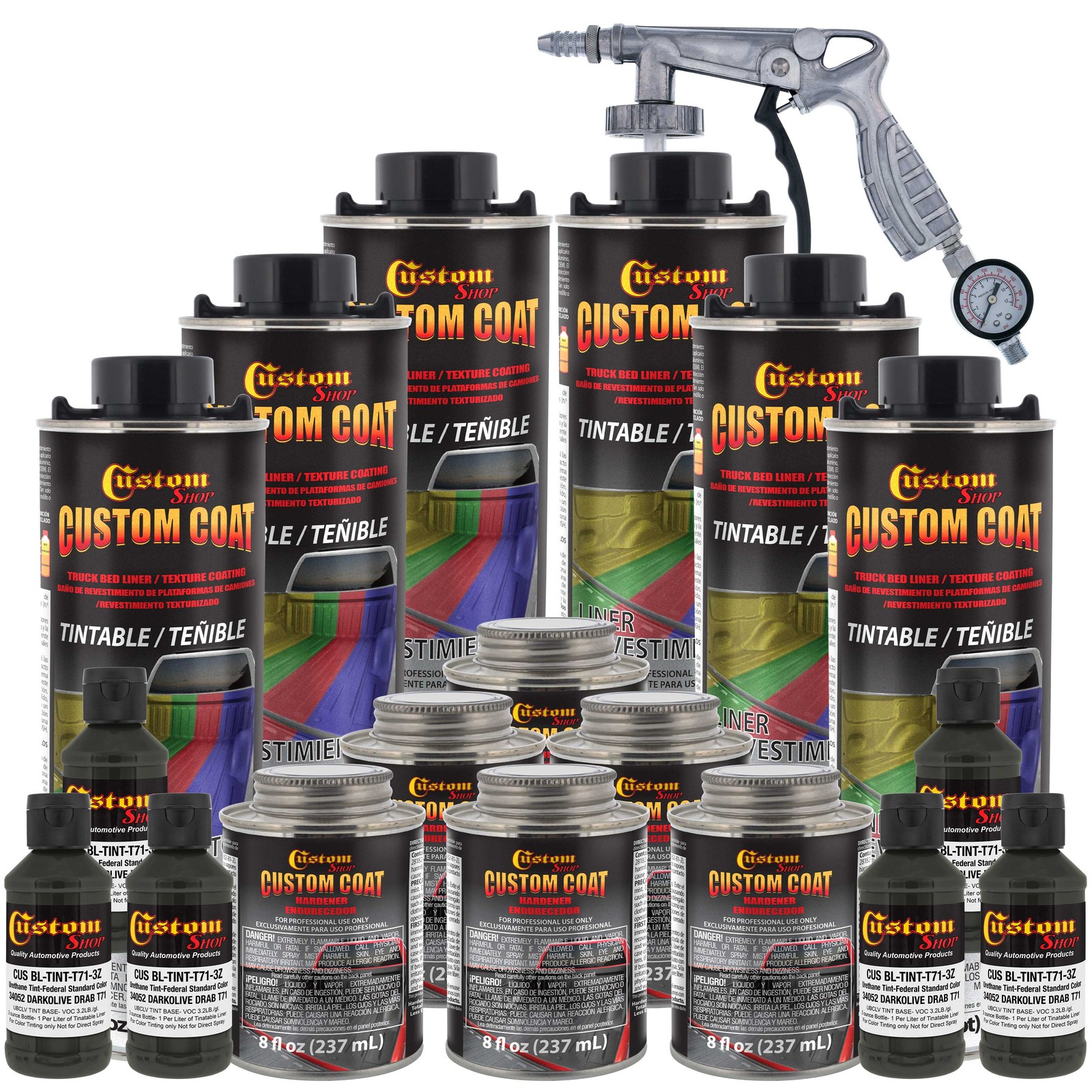 USMC Dark Olive Drab Urethane Spray-On Truck Bed Liner, 1.5 Gal Kit Spray Gun