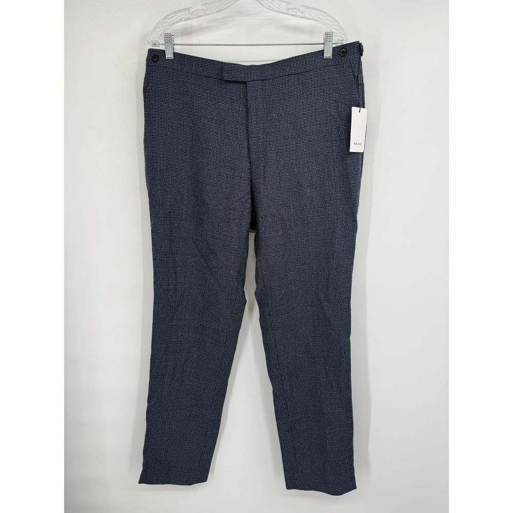 REISS Dunn Men\'s Slim Fit Wool Textured Trousers in Navy Size 36 NWT $240 REISS Dunn Men\'s Slim Fit Wool Textured Trousers in Navy Size 36 NWT $240