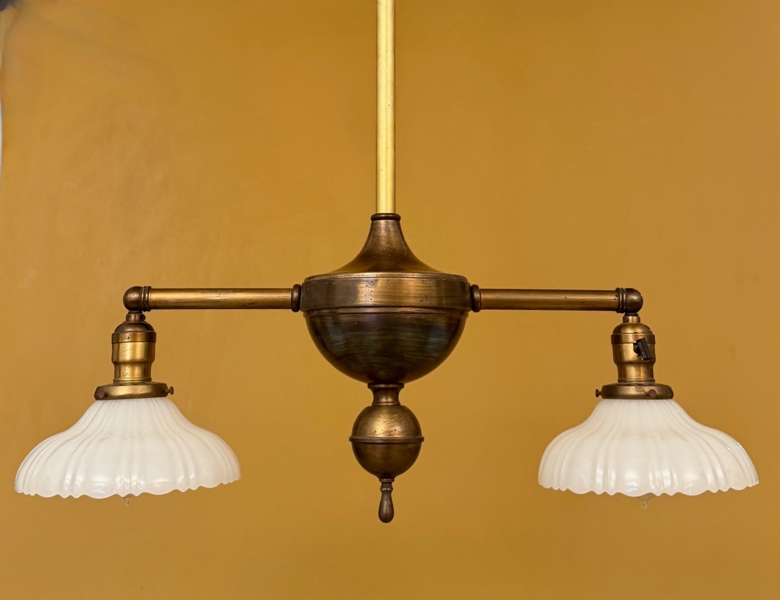Vintage Lighting 1905 rare Early Electric brass kitchen pendant