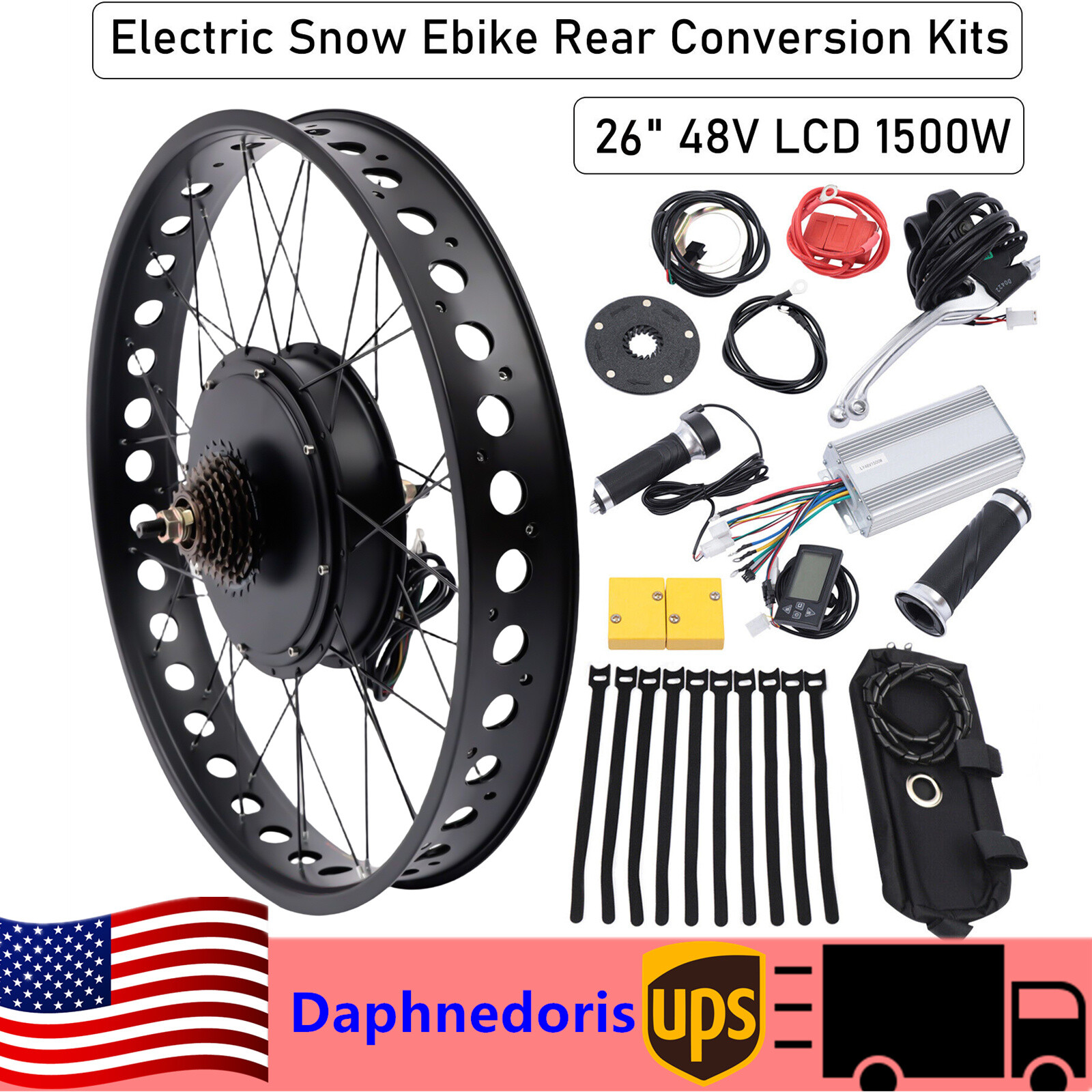 Ebike Fat Tire Bicycle Rear Hub Motor Conversion Snow Wheel Kit For 26\