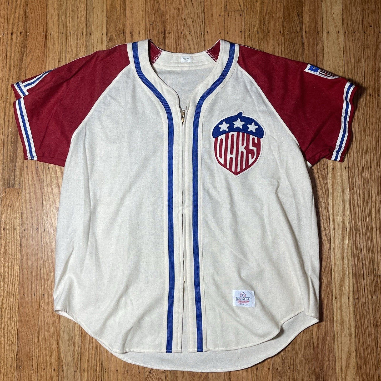 AUTHENTIC VINTAGE OAKLAND OAKS JERSEY EBBETS XL FLANNEL RARE Zip Up Health AUTHENTIC VINTAGE OAKLAND OAKS JERSEY EBBETS XL FLANNEL RARE Zip Up Health