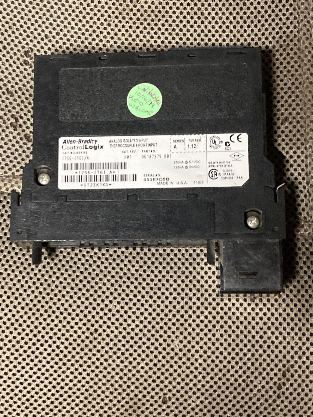 1756-IT6I, TC/mV INPUT A Allen-Bradley ControlLogix Tested 1756-IT6I, TC/mV INPUT A Allen-Bradley ControlLogix Tested