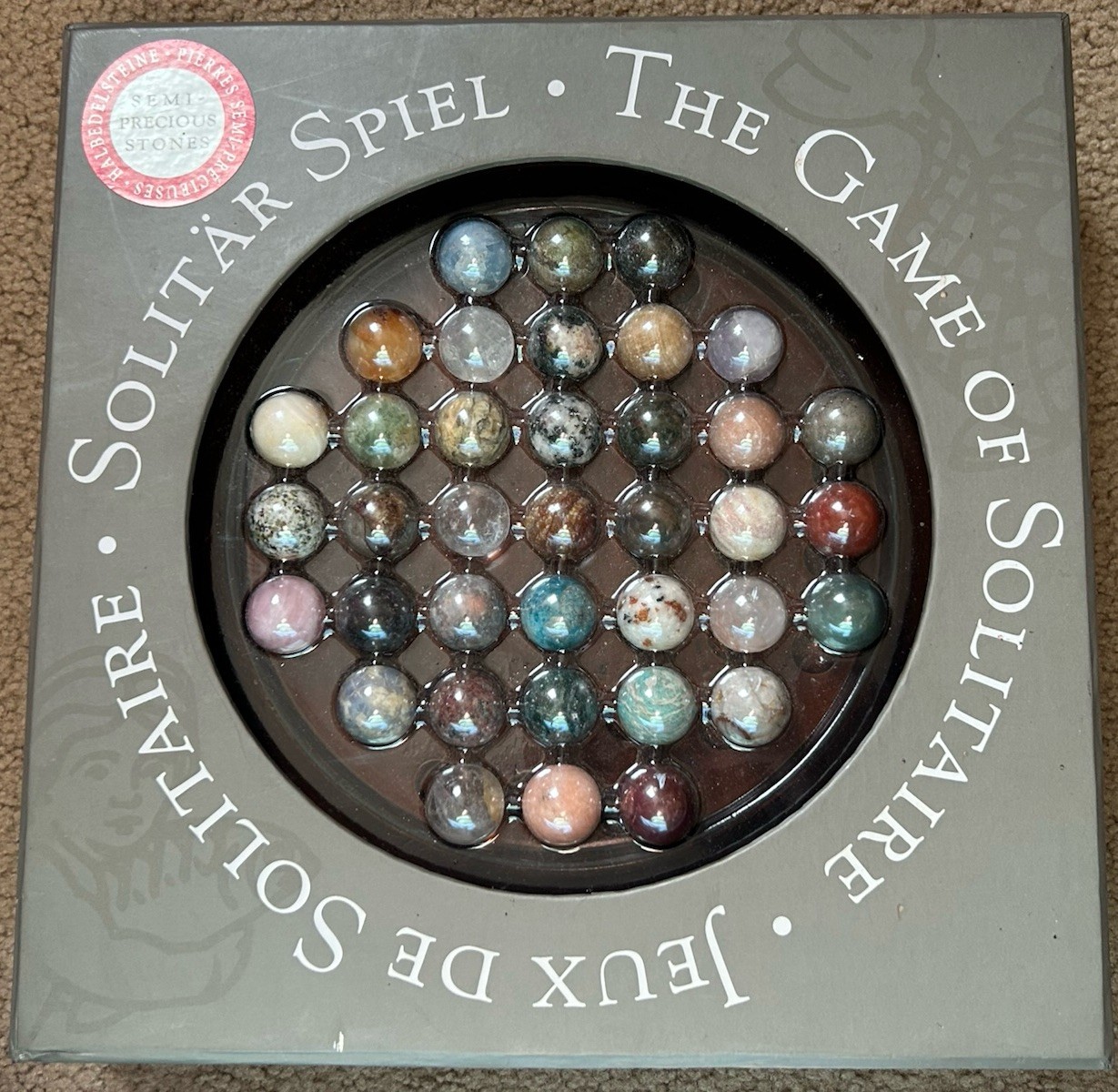 Authentic Models Jeux De Solitaire Semi Precious Solitaire Marble Game NEW Authentic Models Jeux De Solitaire Semi Precious Solitaire Marble Game NEW