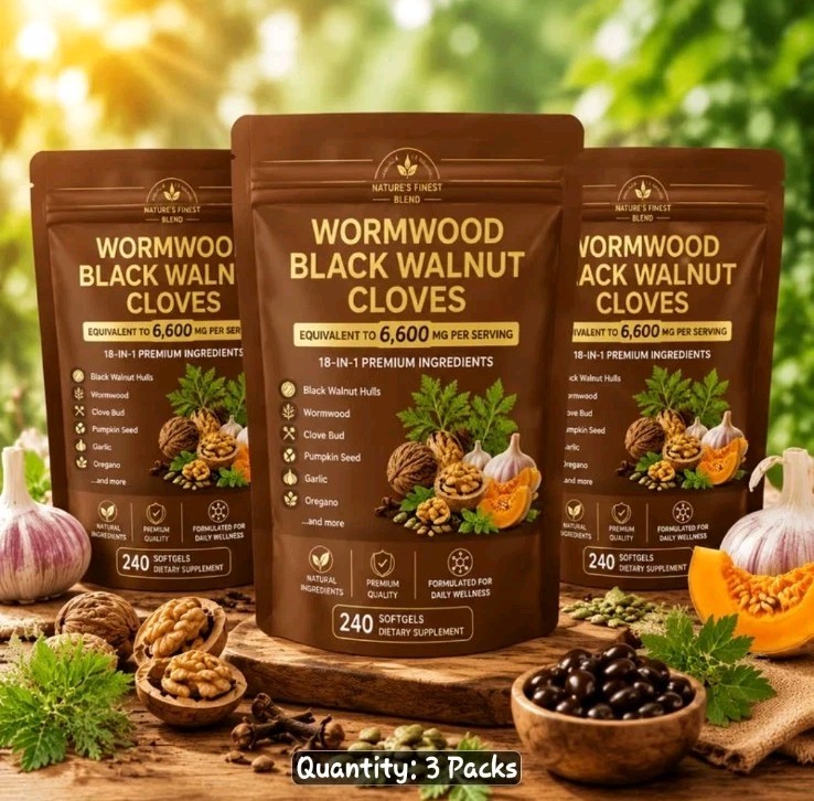 3 Pack WORMWOOD BLACK WALNUT CLOVES. 18-1. 240 Gels. 6600 mg Per Serving. #1 3 Pack WORMWOOD BLACK WALNUT CLOVES. 18-1. 240 Gels. 6600 mg Per Serving. #1