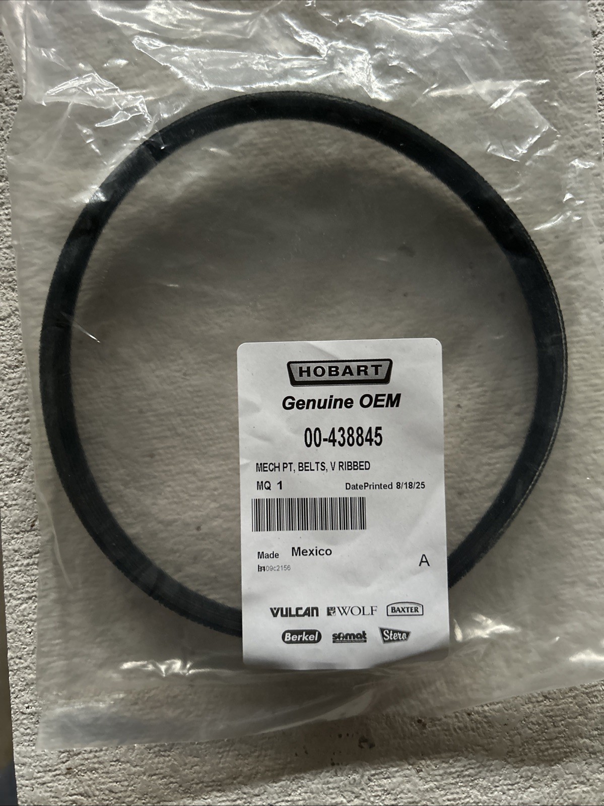 Hobart Belt, Poly-V 00-438845 - Genuine OEM Replacement Part Hobart Belt, Poly-V 00-438845 - Genuine OEM Replacement Part
