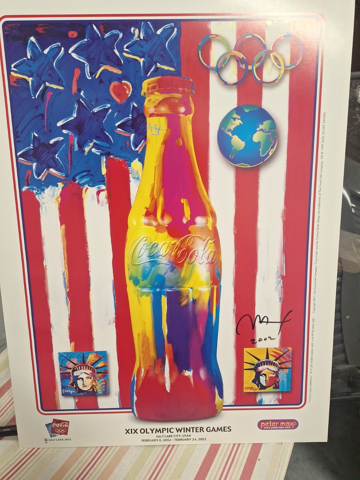 Peter Max Signed Salt Lake City XIX Olympic Winter Games Coke Bottle JSA COA Peter Max Signed Salt Lake City XIX Olympic Winter Games Coke Bottle JSA COA