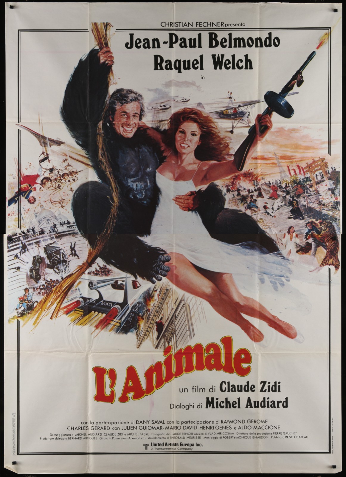 Animal 1977 55x79 Italian Poster Jean-Paul Belmondo Raquel Welch L Animale Art