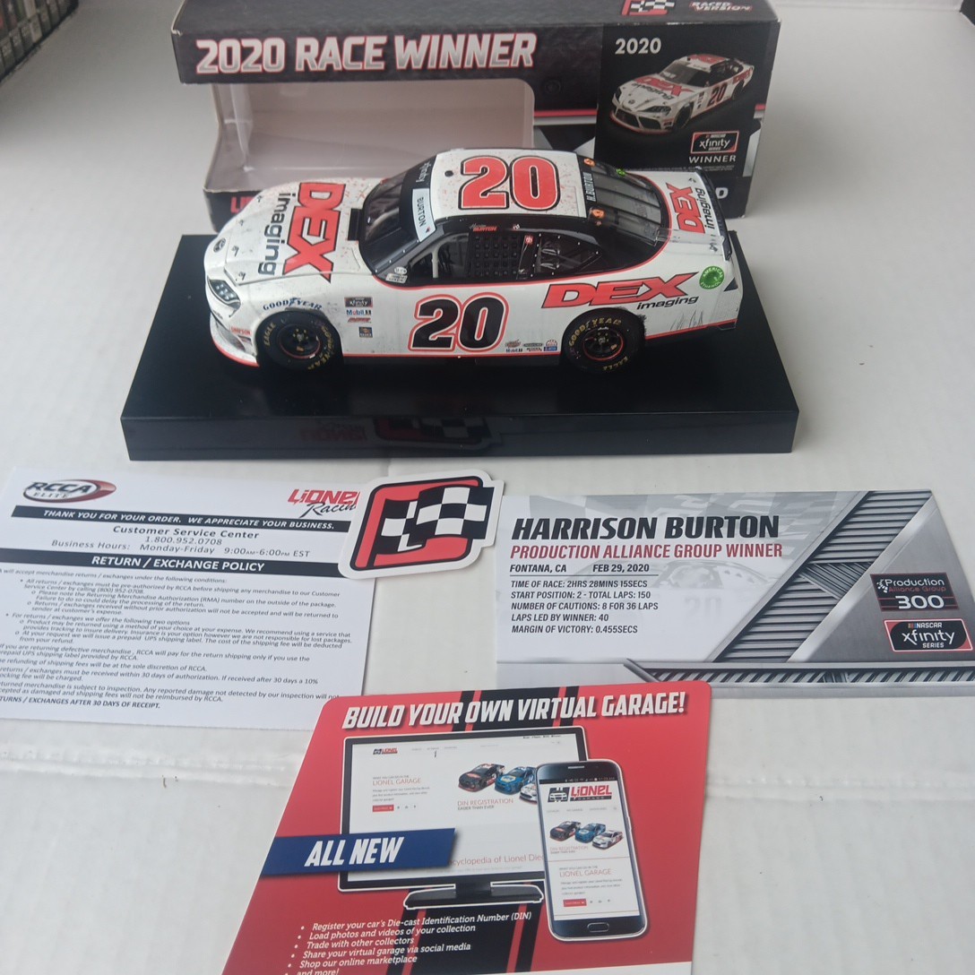 Harrison Burton 2020 Dex Imaging Fontana Win 1:24 Nascar Diecast #\'d 505 Harrison Burton 2020 Dex Imaging Fontana Win 1:24 Nascar Diecast #\'d 505