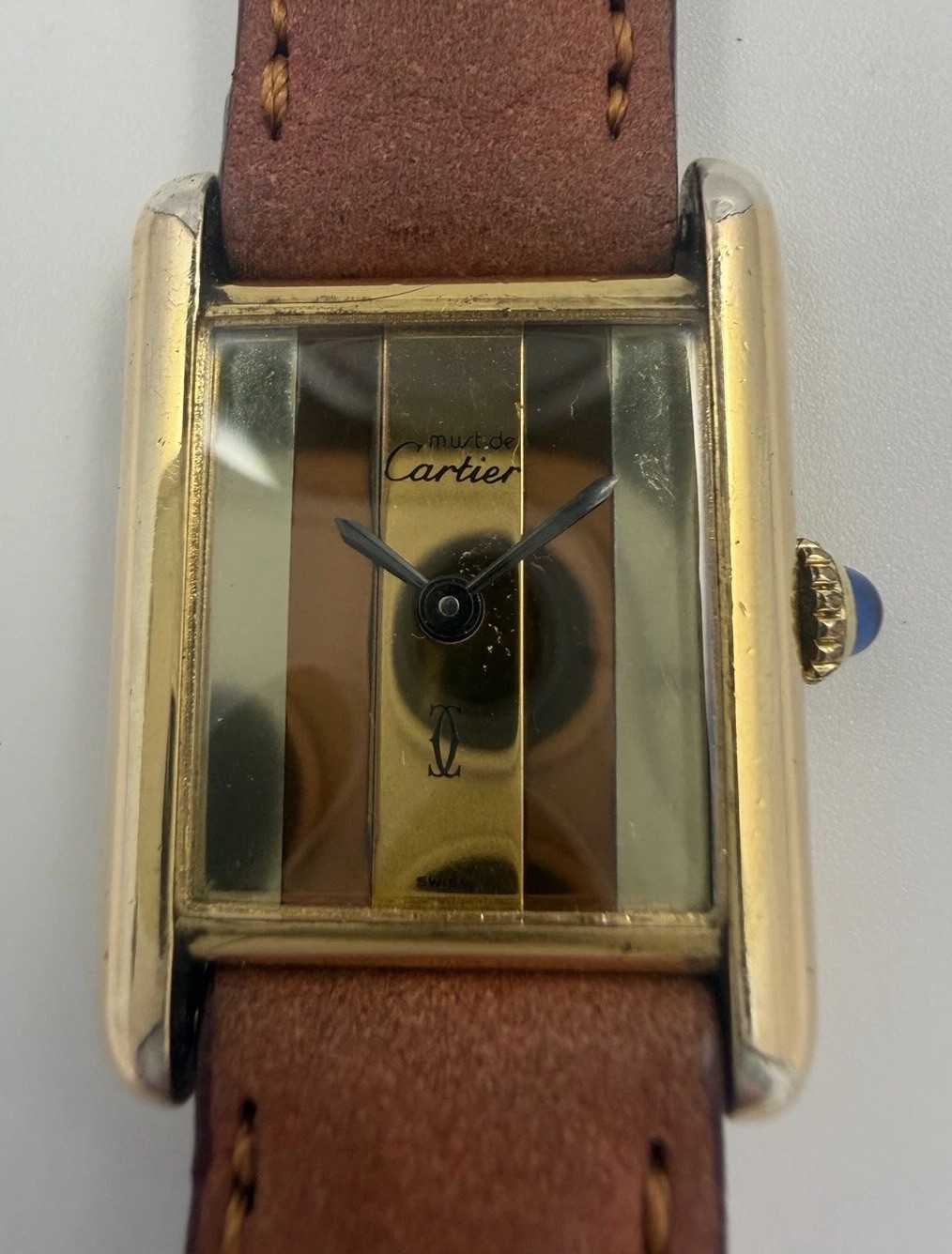 Ladies CARTIER Must Tank Trinity Dial w/ Box & Papers