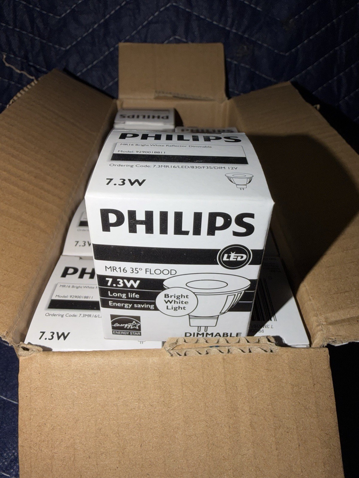 New Lot of (10) Philips MR16 LED 25 Degree Flood 7.3W Dimmable Lights New Lot of (10) Philips MR16 LED 25 Degree Flood 7.3W Dimmable Lights