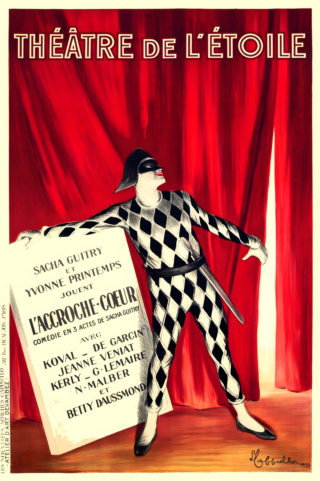🎭 Théâtre de l\'Étoile Harlequin Poster - Vintage French Theater Art Print 1923 🎭 Théâtre de l\'Étoile Harlequin Poster - Vintage French Theater Art Print 1923