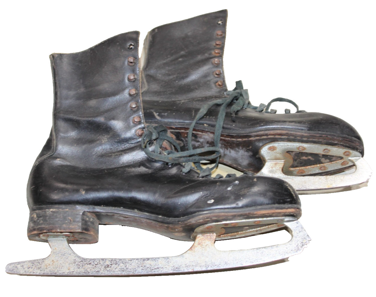 Vintage J.C. Higgins Sears Leather Ice Skates Men\'s Size 12 Black Steel Blades