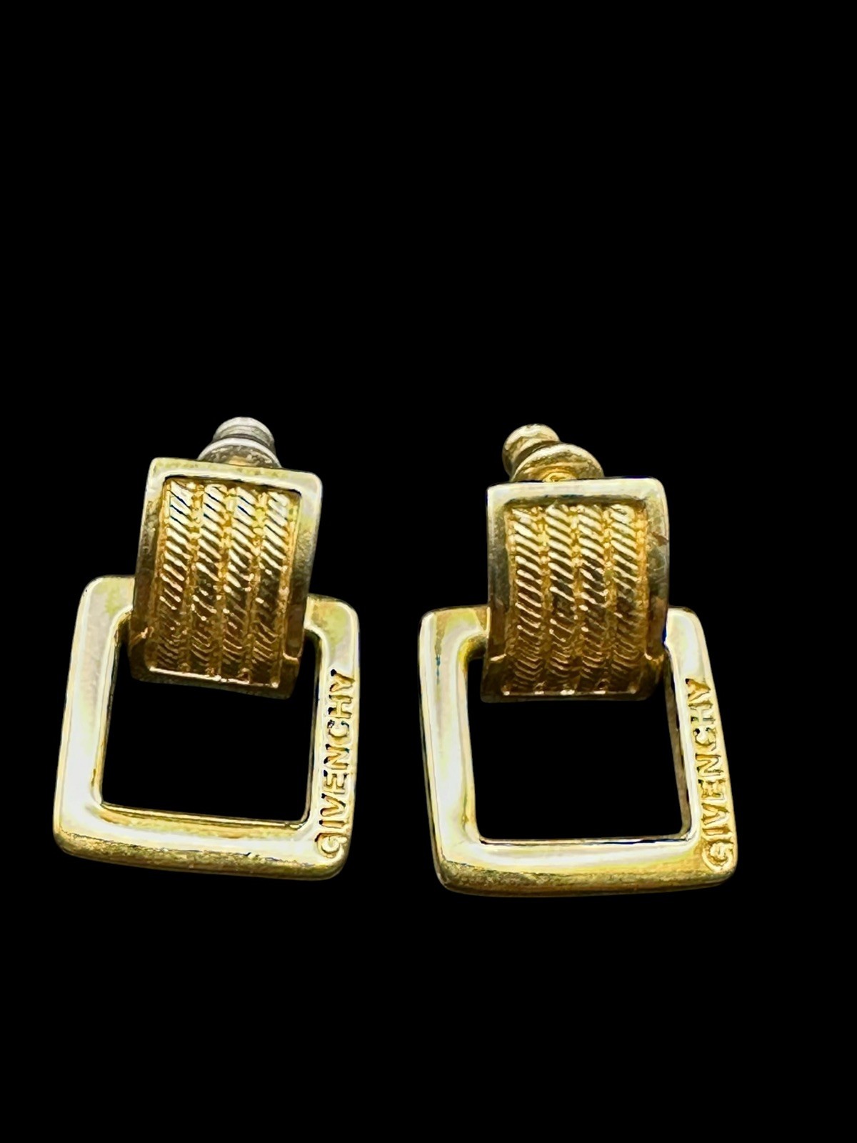 Vintage Givenchy Signed Petite Gold Tone Door Knocker Earrings