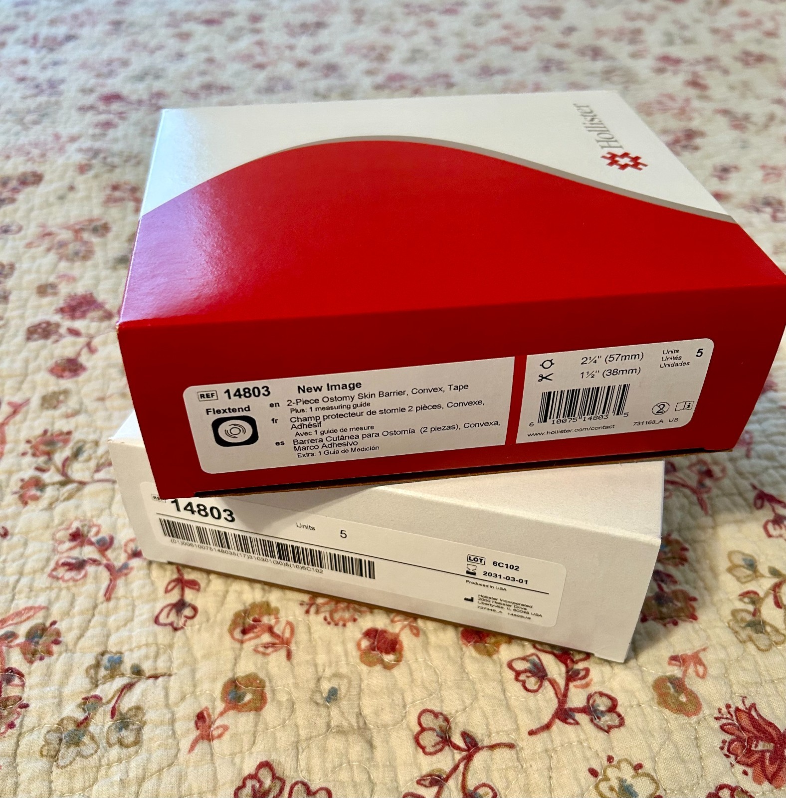 2 BOXES 10 PIECE HOLLISTER 14803 NEW IMAGE 2PC. CONVATEX SKIN BARRIER EXP. 2031
