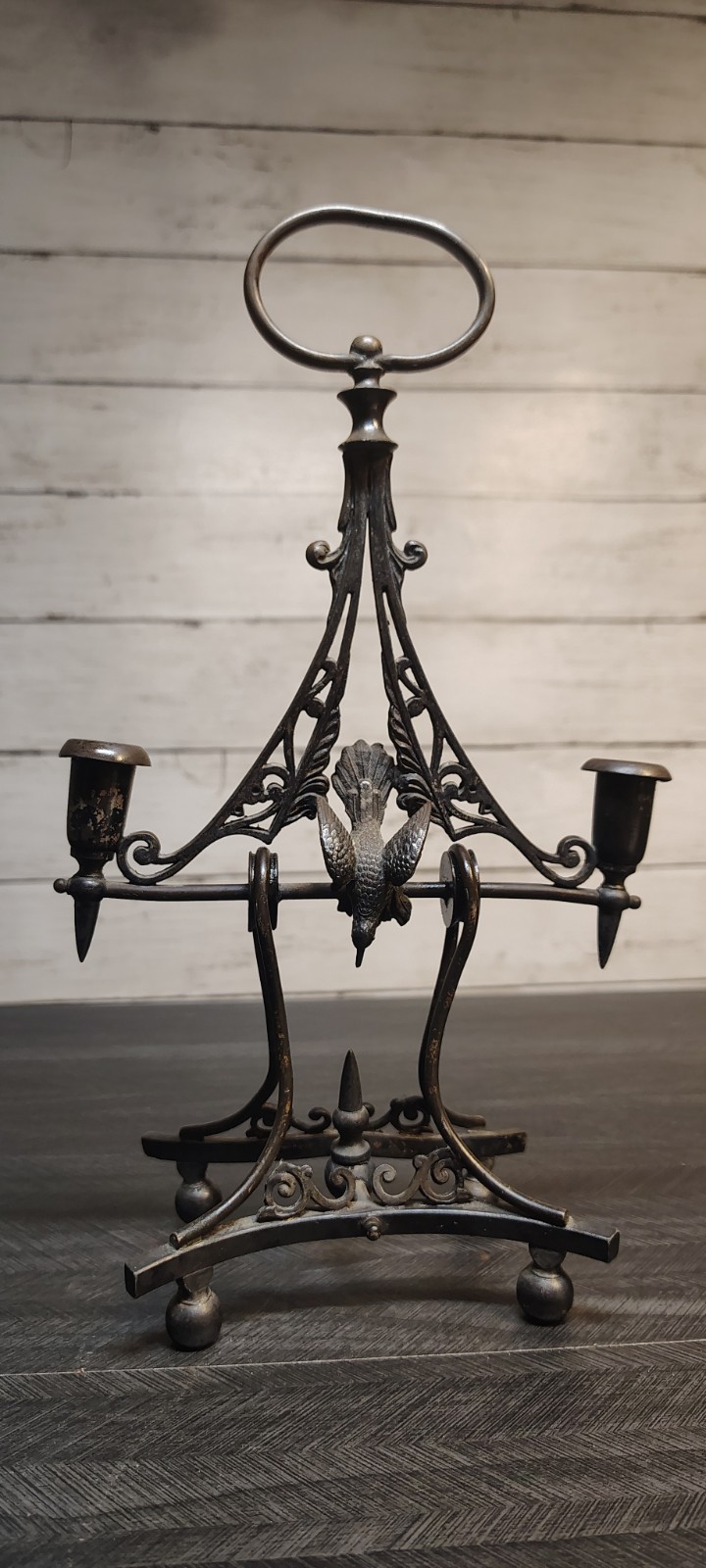 Rare Antique Wilcox Silver Plate Figural Bird Swinging Candelabra 2385