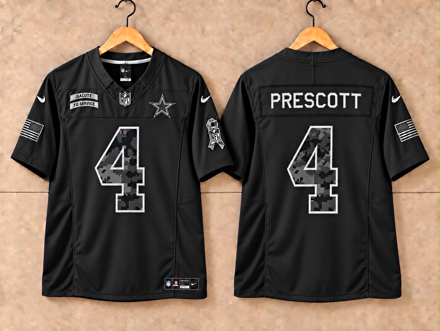 Nike Dallas Cowboys Dak Prescott #4 Salute to Service Jersey Black Nike Dallas Cowboys Dak Prescott #4 Salute to Service Jersey Black