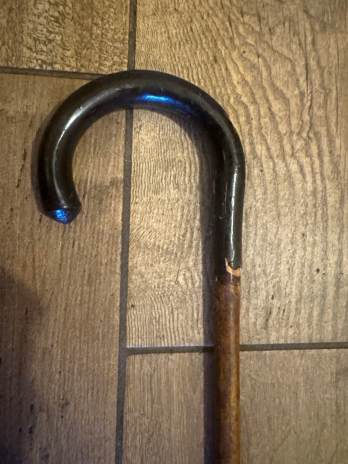 ANTIQUE Early 1900’s Wood Cane Walking Stick with Curved Handle, Brown/Black ANTIQUE Early 1900’s Wood Cane Walking Stick with Curved Handle, Brown/Black