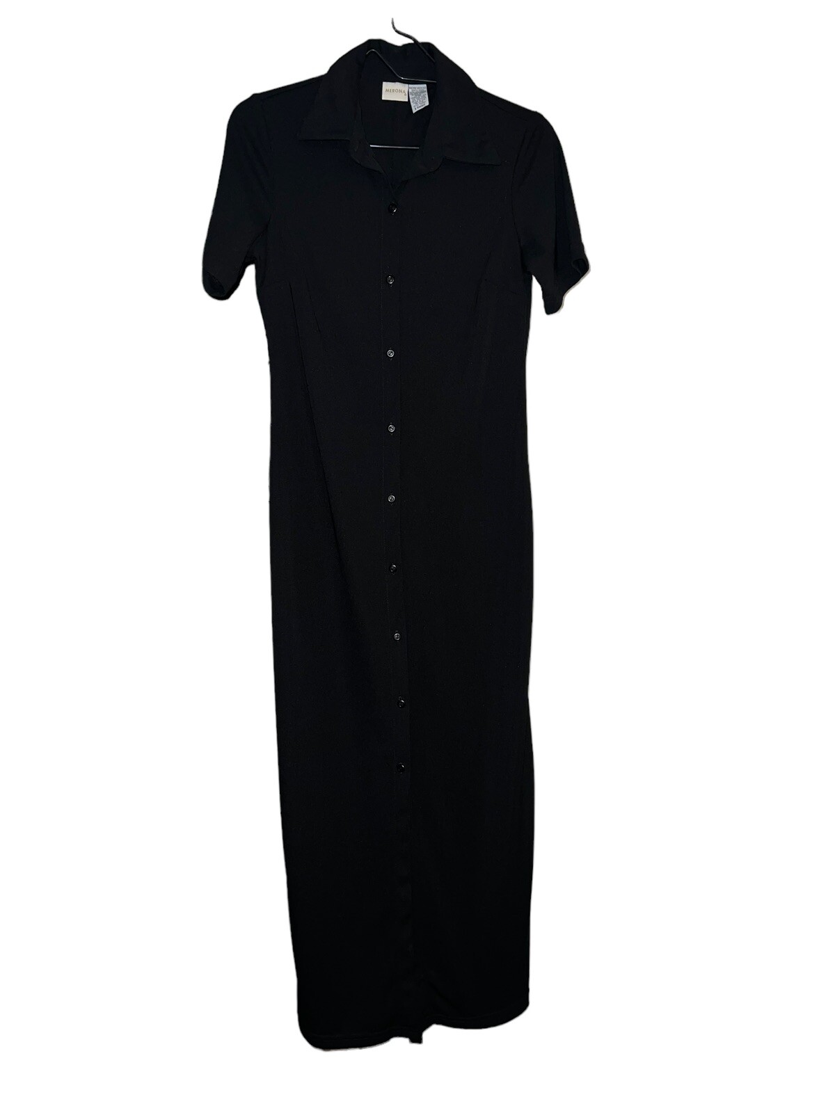 Vintage Merona Black Long Grunge 90’s Dress Button Front Short Sleeve XS Vintage Merona Black Long Grunge 90’s Dress Button Front Short Sleeve XS