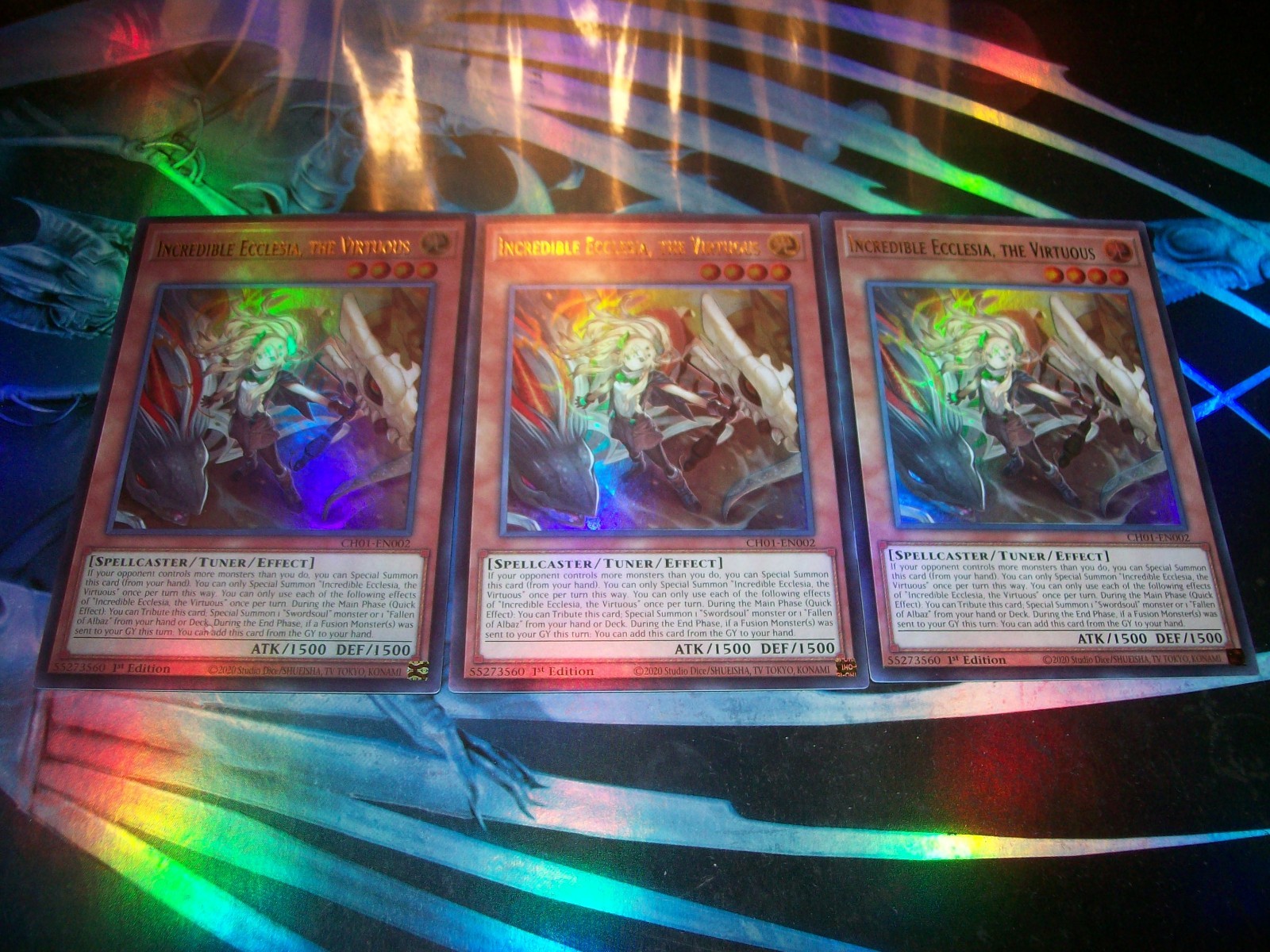 3x Incredible Ecclesia, the Virtuous 1st Edition Ultra Rare CH01-EN002 Yu-Gi-Oh 3x Incredible Ecclesia, the Virtuous 1st Edition Ultra Rare CH01-EN002 Yu-Gi-Oh