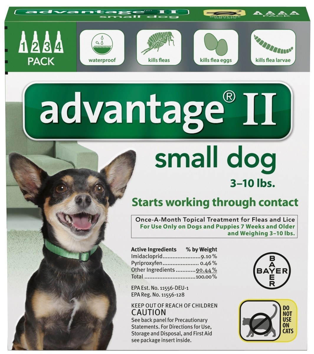 Advantage II for Dogs 3-10 lbs Green 4 dose | Genuine USA EPA Approved | 4 doses