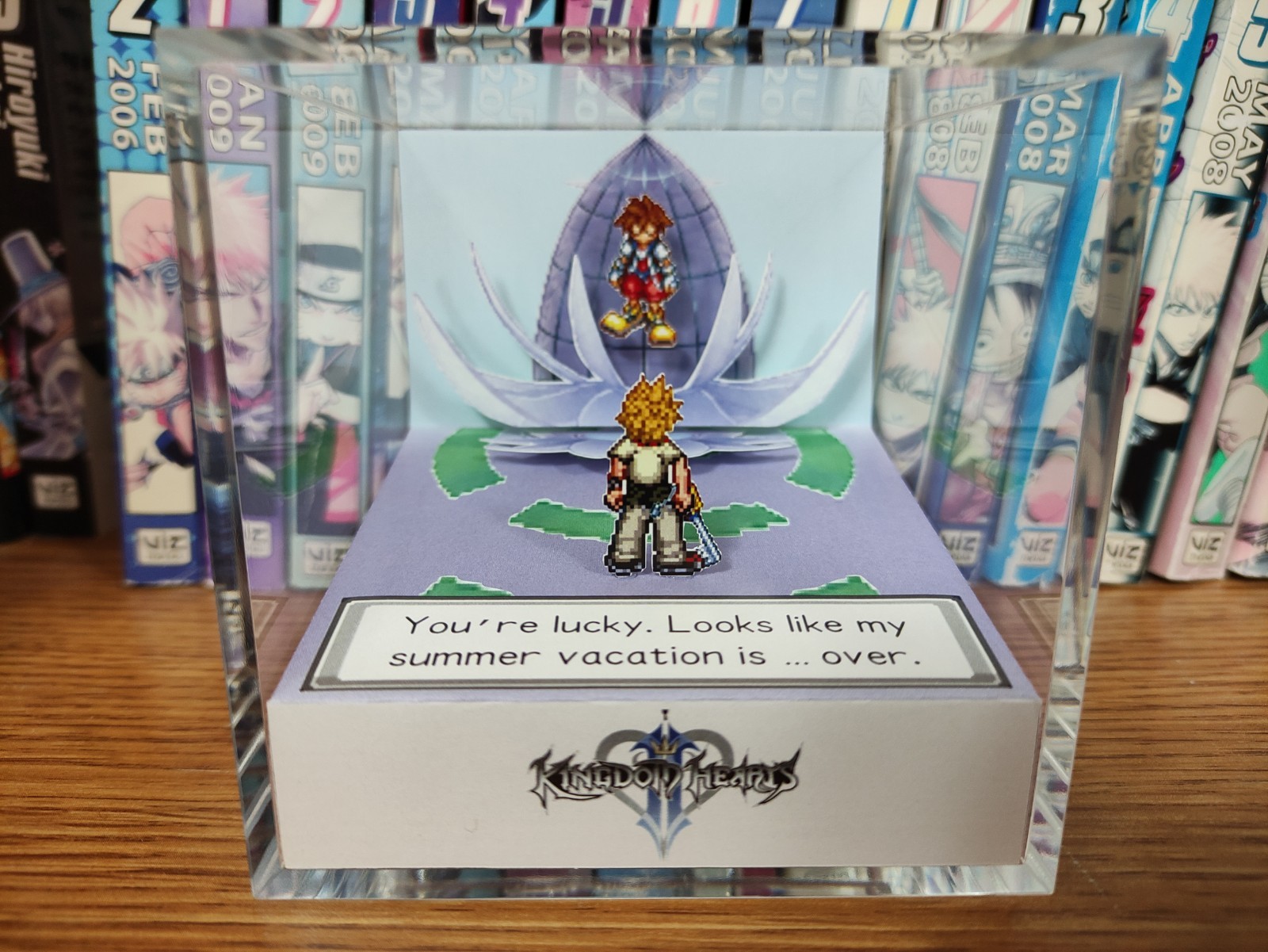 Kingdom Hearts Sora Roxas Summer is Over Handmade Diorama - Retro Cube - Fanart