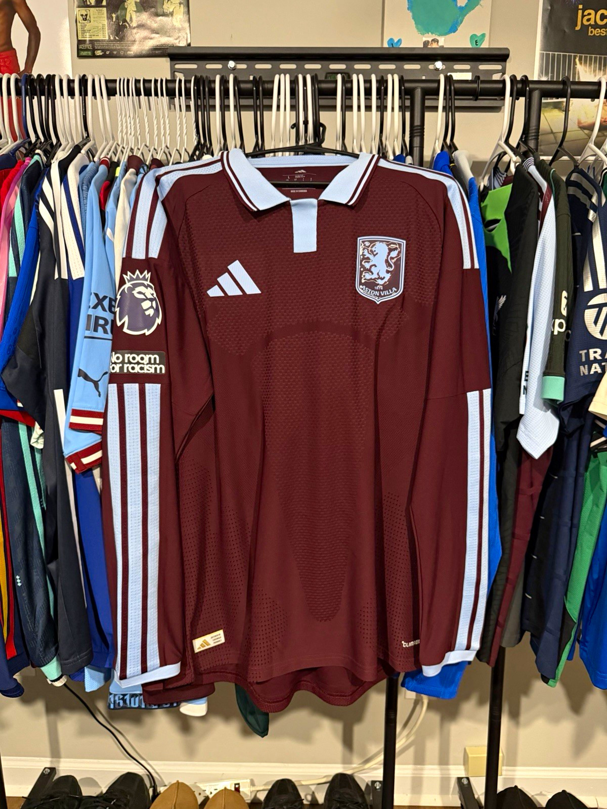 adidas Aston Villa Maroon/Light Blue/White Long Sleeve Soccer Jersey KB9160 adidas Aston Villa Maroon/Light Blue/White Long Sleeve Soccer Jersey KB9160