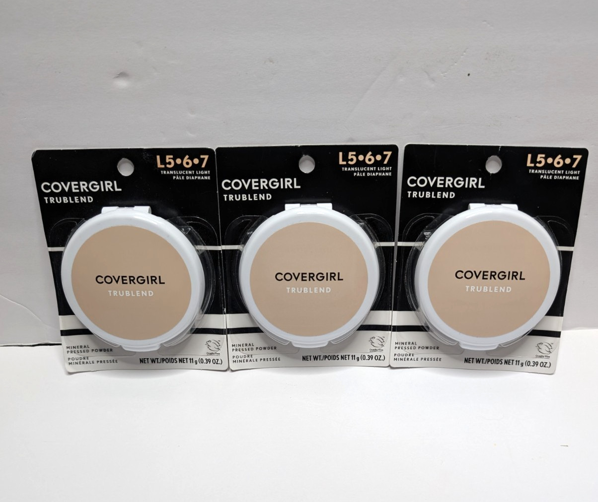 3 x Covergirl TruBlend Mineral Pressed Powder Translucent Light L 5•6•7 3 x Covergirl TruBlend Mineral Pressed Powder Translucent Light L 5•6•7