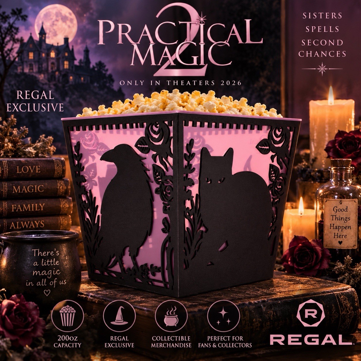 Practical Magic 2 Silhouette Popcorn Bucket 200oz Regal Exclusive 2026 NEW