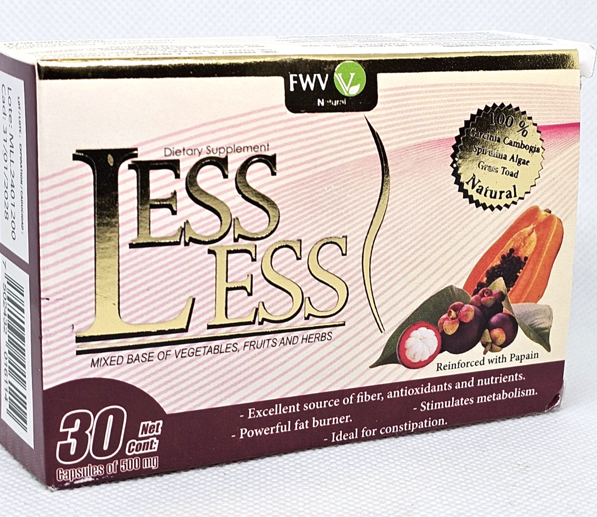 Less natural less capsules garcinia cambogia nopal papaya aloe vera l-carnitine