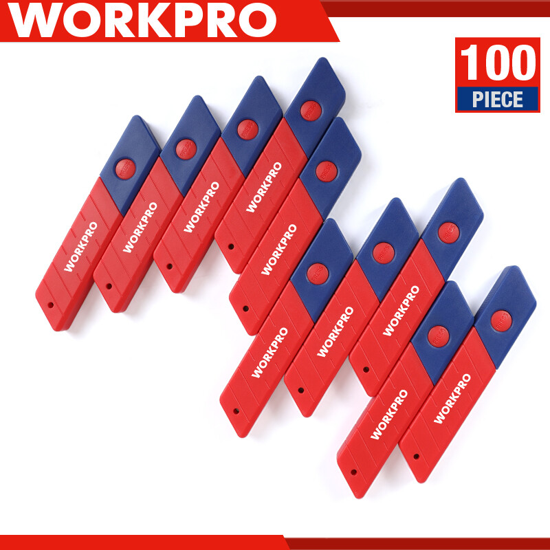 WORKPRO 100PC 18mm Snap-off Replacement Blades SK5 Steel Blade for Utility Knife WORKPRO 100PC 18mm Snap-off Replacement Blades SK5 Steel Blade for Utility Knife