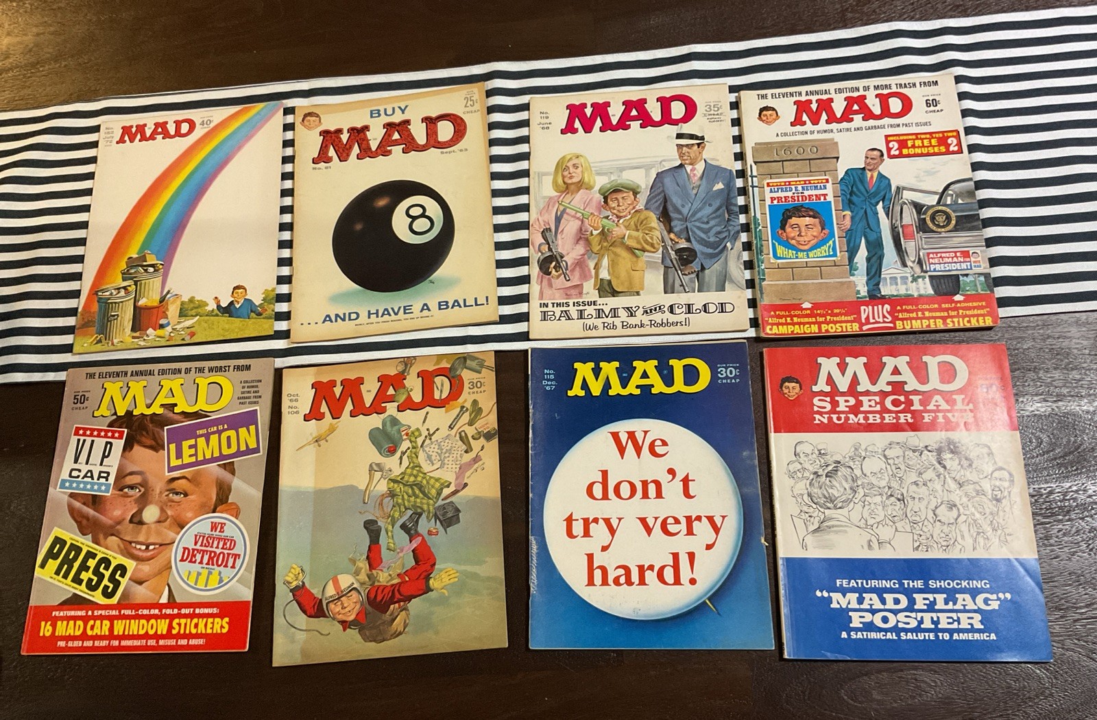 Vintage 1966-72 MAD Magazine Lot Of 8 FINE Condition #115 119 81 66 152 +3 Spec
