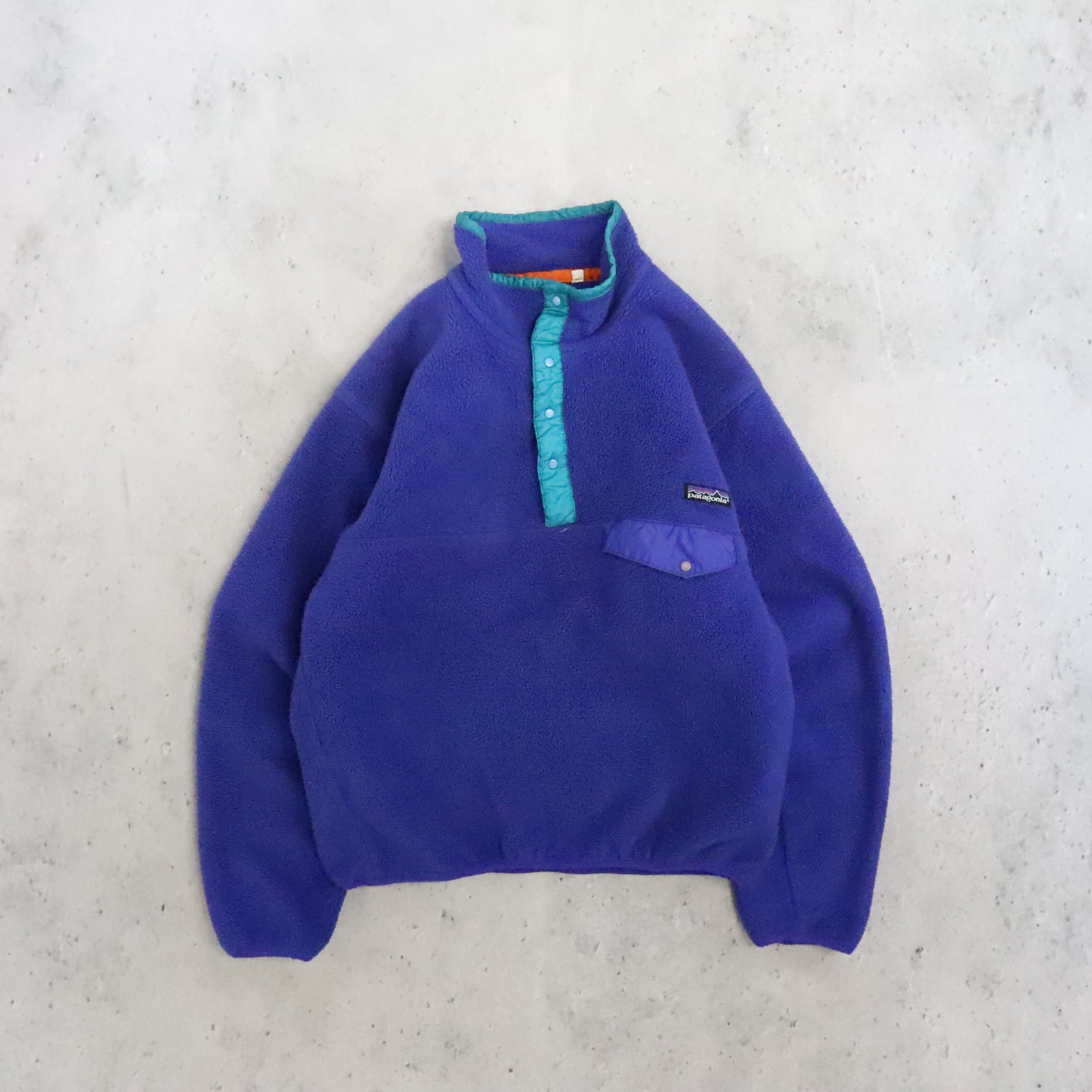 Vintage Patagonia Micro Synchilla Snap T Fleece Jacket Size Medium Blue Teal 90s