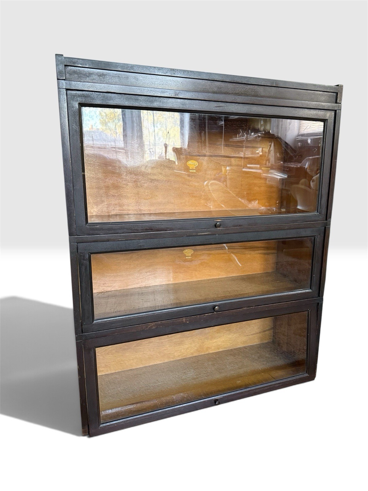 ANTIQUE Macey 713 3 Stack Barrister Bookcase Glass Doors Sectional Cabinet