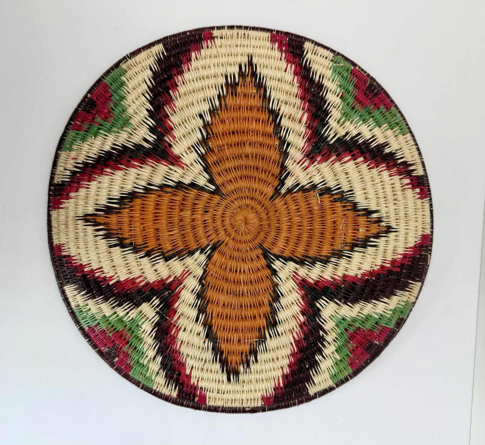 Hand Crafted Tray Coil Plate Basket Native Wounaan Embera Panama New Hand Crafted Tray Coil Plate Basket Native Wounaan Embera Panama New