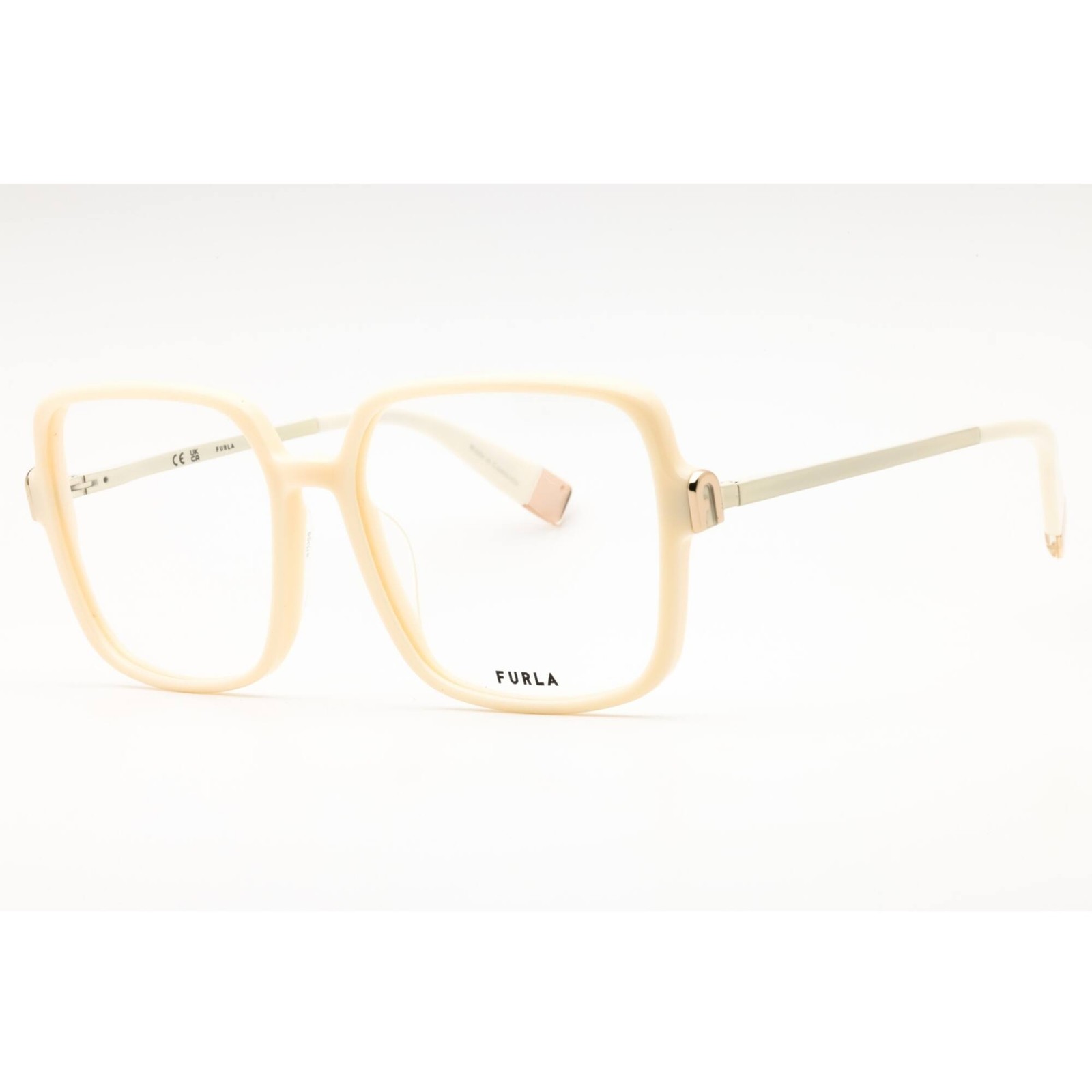 Furla Women\'s Eyeglasses Shiny Ivory Full Rim Oversized Shape Frame VFU632 0702