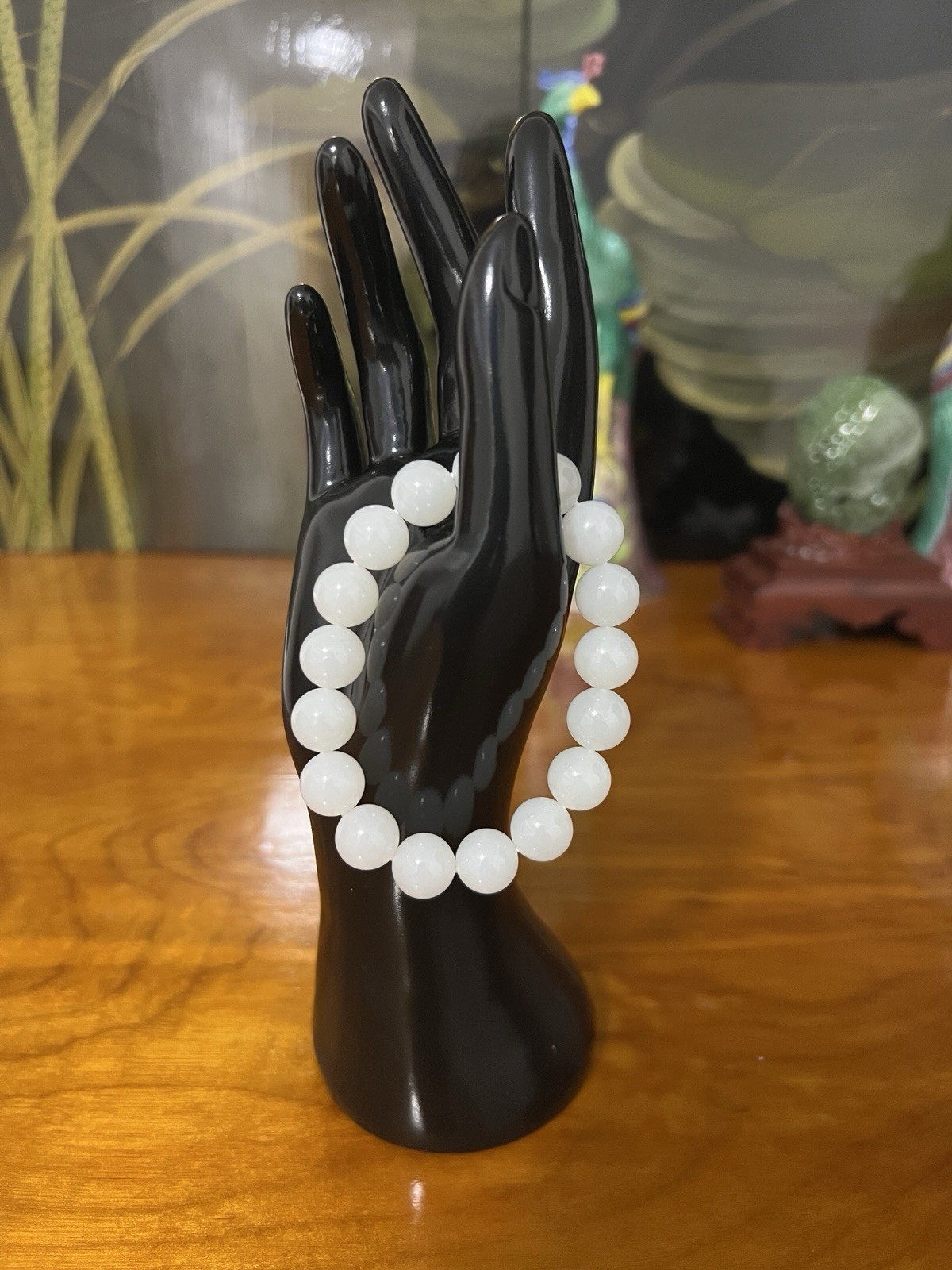 Xingjiang Hetian Natural River Nephrite Stone Jade Bracelet Beads 新疆和田玉纯天然籽料白珠手 Xingjiang Hetian Natural River Nephrite Stone Jade Bracelet Beads 新疆和田玉纯天然籽料白珠手