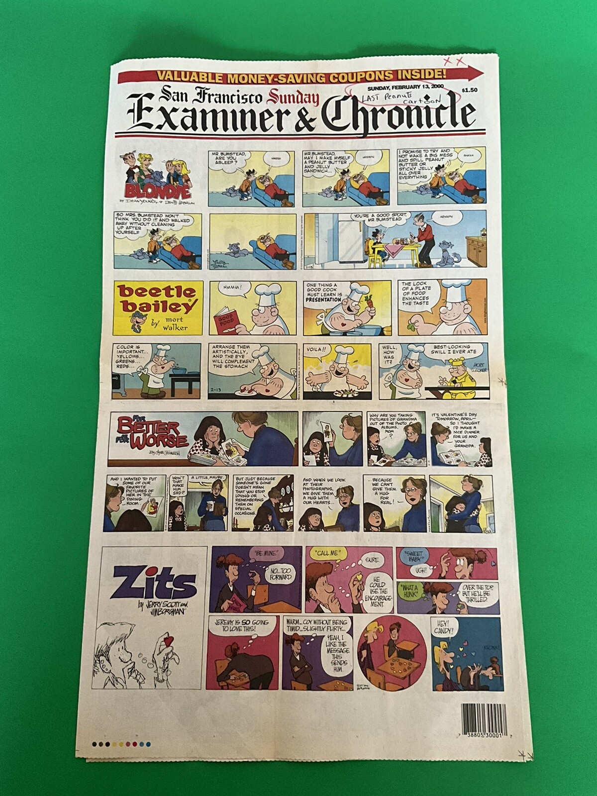 Charles Schulz Last Peanuts Comic Strip Feb,13 2000