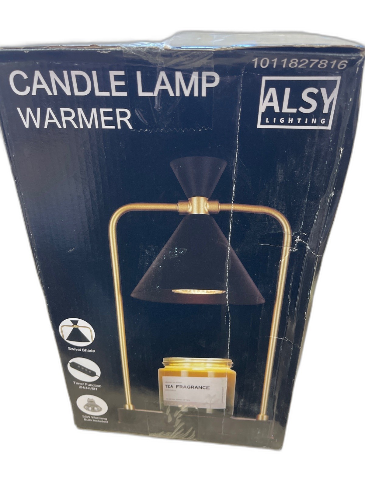 Alsy 11.8 in. Black Gold Candle Warmer Table Lamp with Timer Option