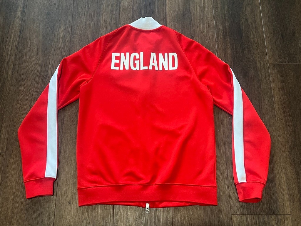 Nike England Soccer Track Jacket Mens M Red White Three Lions Full Zip Football