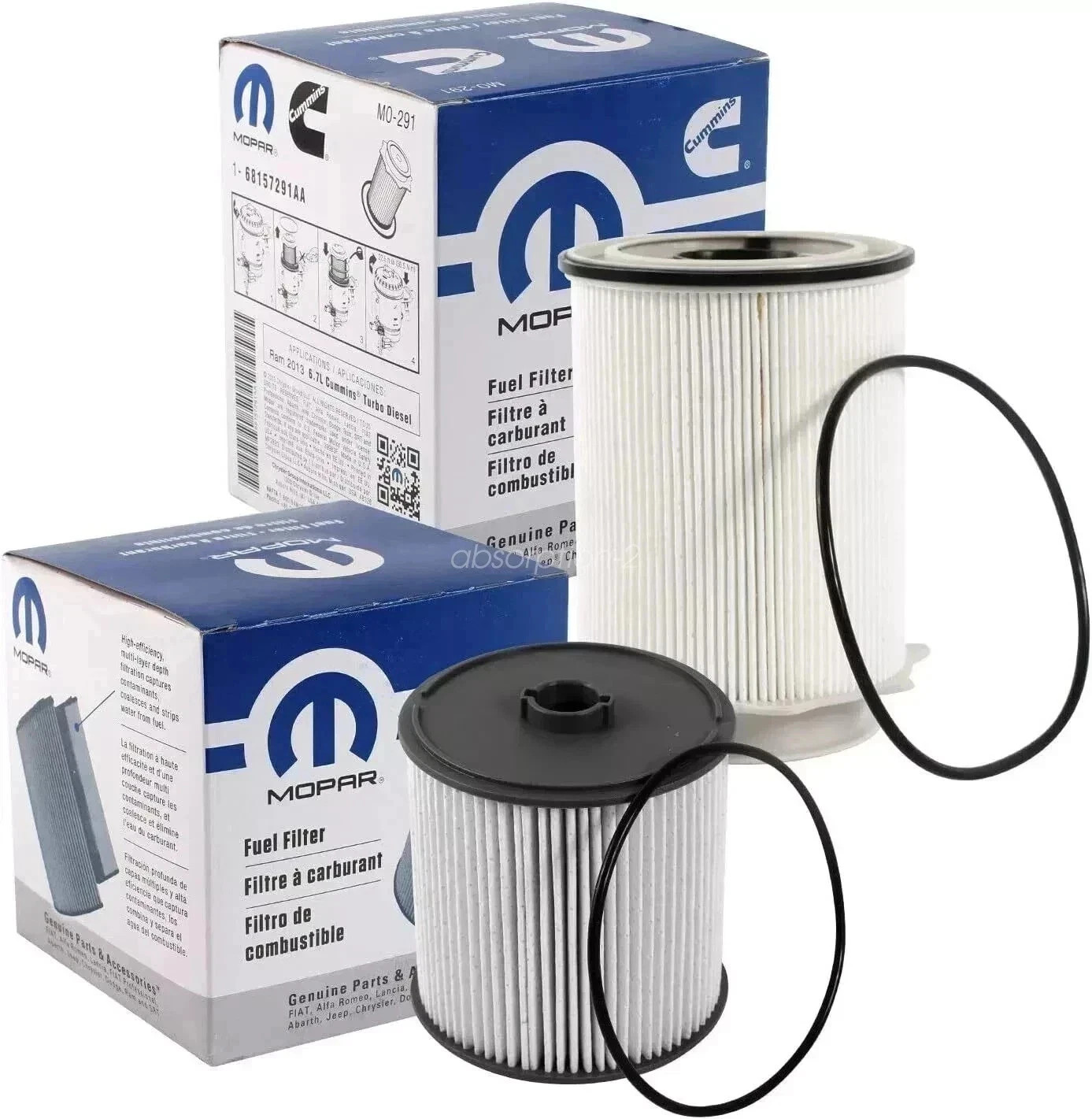 Fuel Filters 68157291AA & 68436631AA a 2019-2024 Truck 6.7L Cummins Diesel Mopar Fuel Filters 68157291AA & 68436631AA a 2019-2024 Truck 6.7L Cummins Diesel Mopar