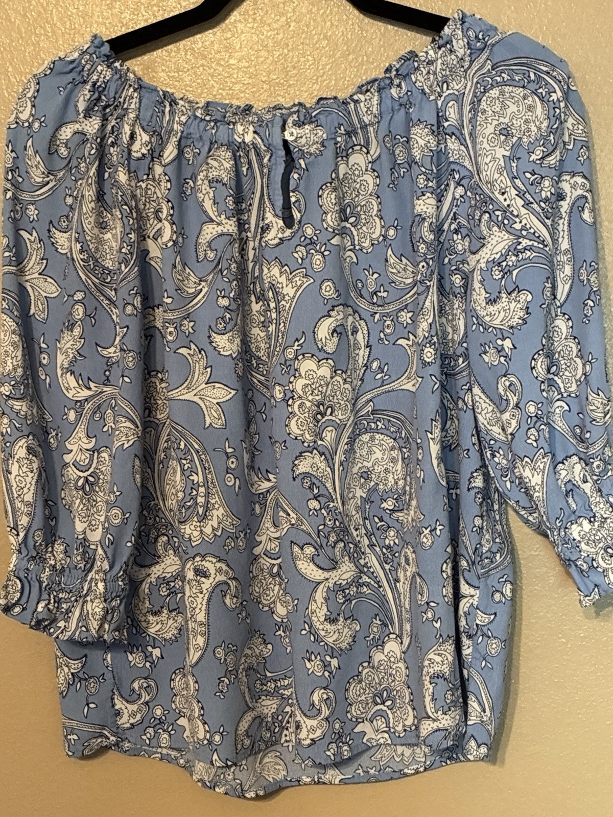 Talbots Blue Paisley Poet Sleeve Top Size M Talbots Blue Paisley Poet Sleeve Top Size M