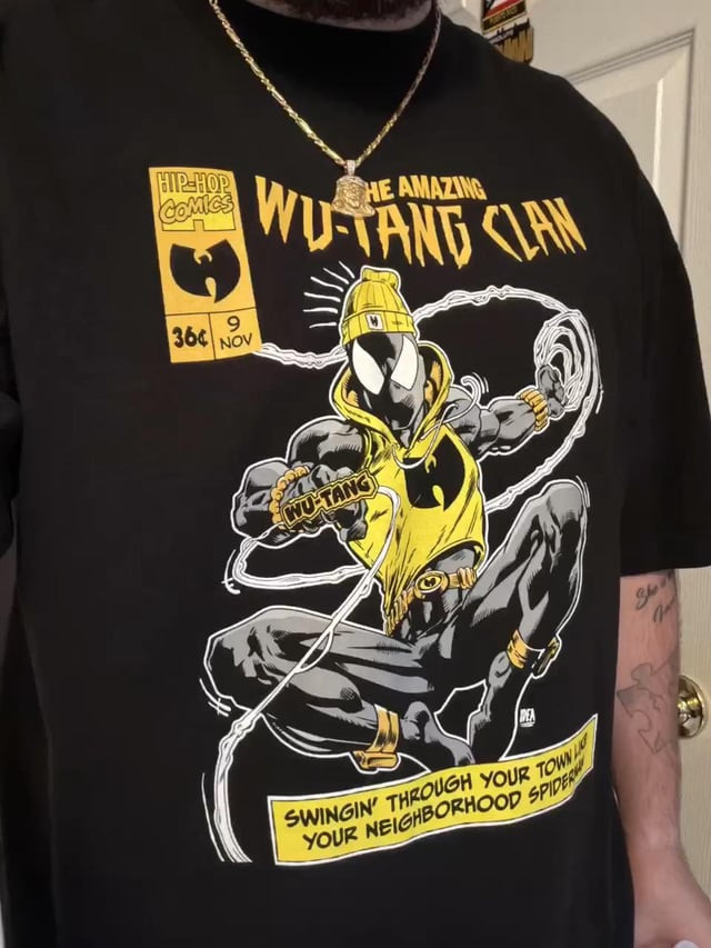 Wu-Tang Clan Spider-Man Mashup T-Shirt, Hip Hop, Rap Tee, reprint Wu-Tang Clan Spider-Man Mashup T-Shirt, Hip Hop, Rap Tee, reprint