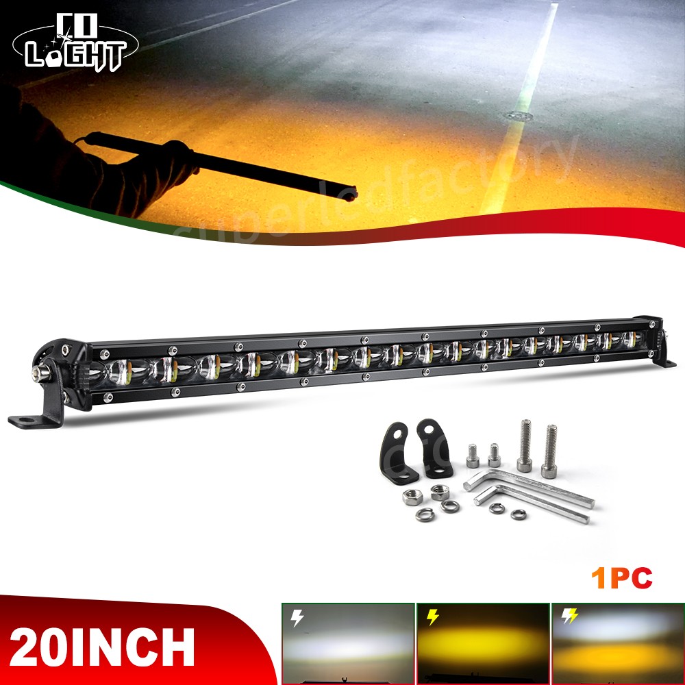 Slim 22inch LED Work Light Bar Driving White Amber DRL Fog Offroad SUV Truck 20