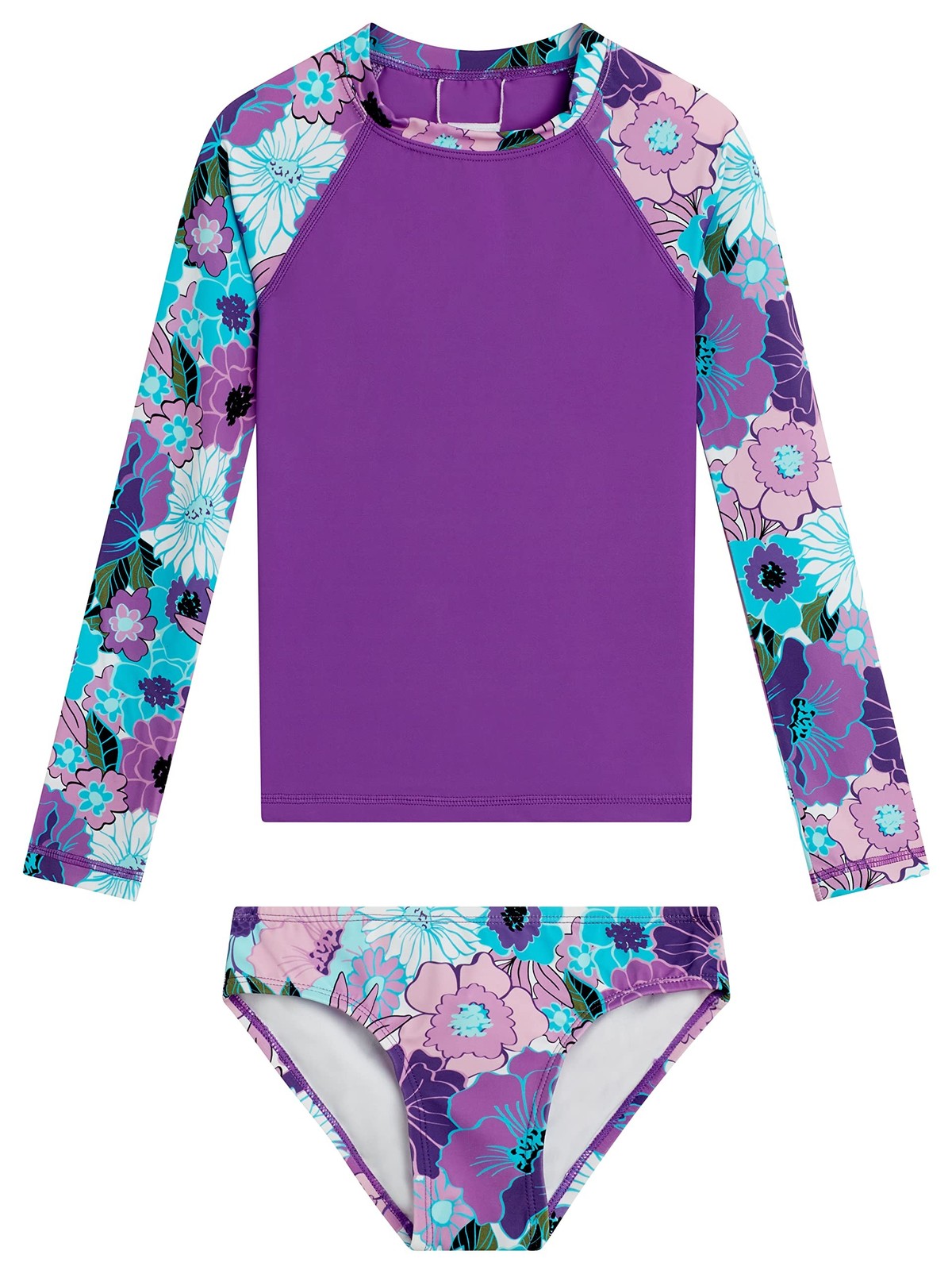 Kanu Surf Girls\' Long Sleeve Rashguard UPF 50 Two Piece Swim Set 4T Kanu Surf Girls\' Long Sleeve Rashguard UPF 50 Two Piece Swim Set 4T