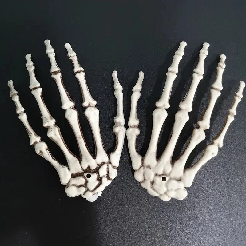 1 Pair Halloween Skeleton Hands Realistic Life Size Plastic Bone Decorations