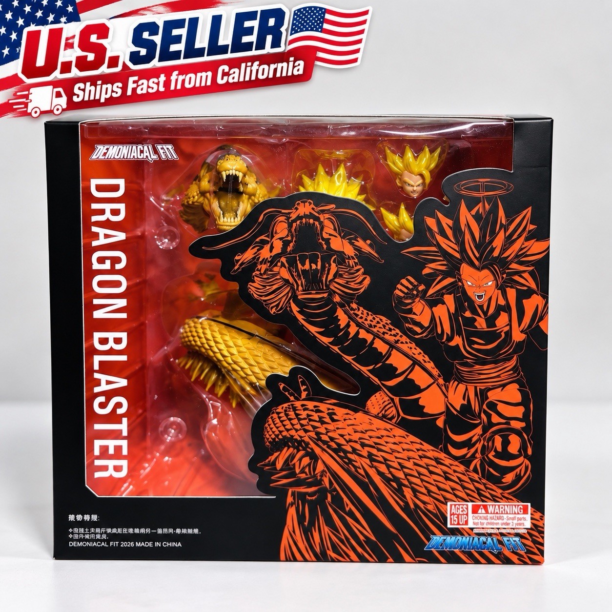 Dragon Blaster 1/12 Action Figure Dragon Ball SSJ3 Goku SHF Style US Stock