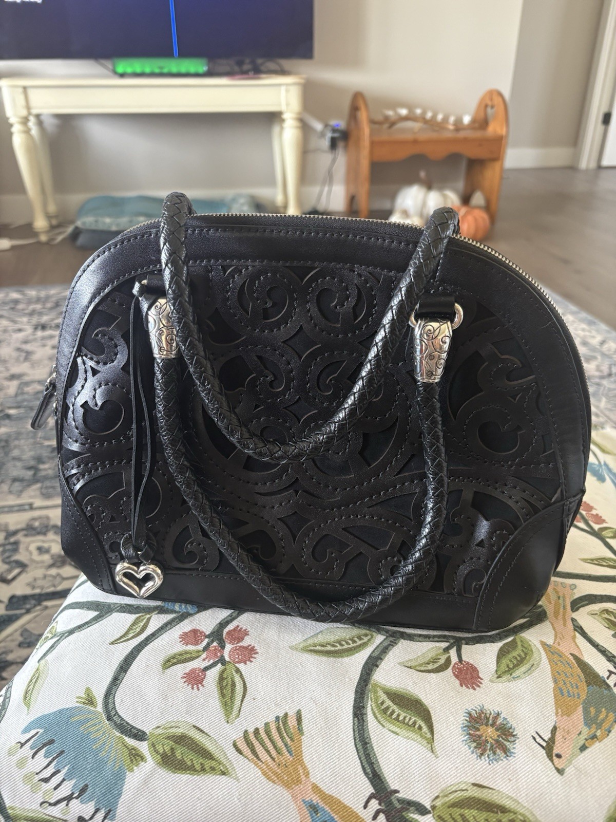 Brighton Black Cutwork Purse With Matching Wallet