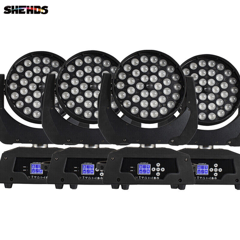 4PCS SHEHDS LED Wash Zoom 36x18W RGBWA UV Moving Head Lighting For Disco
