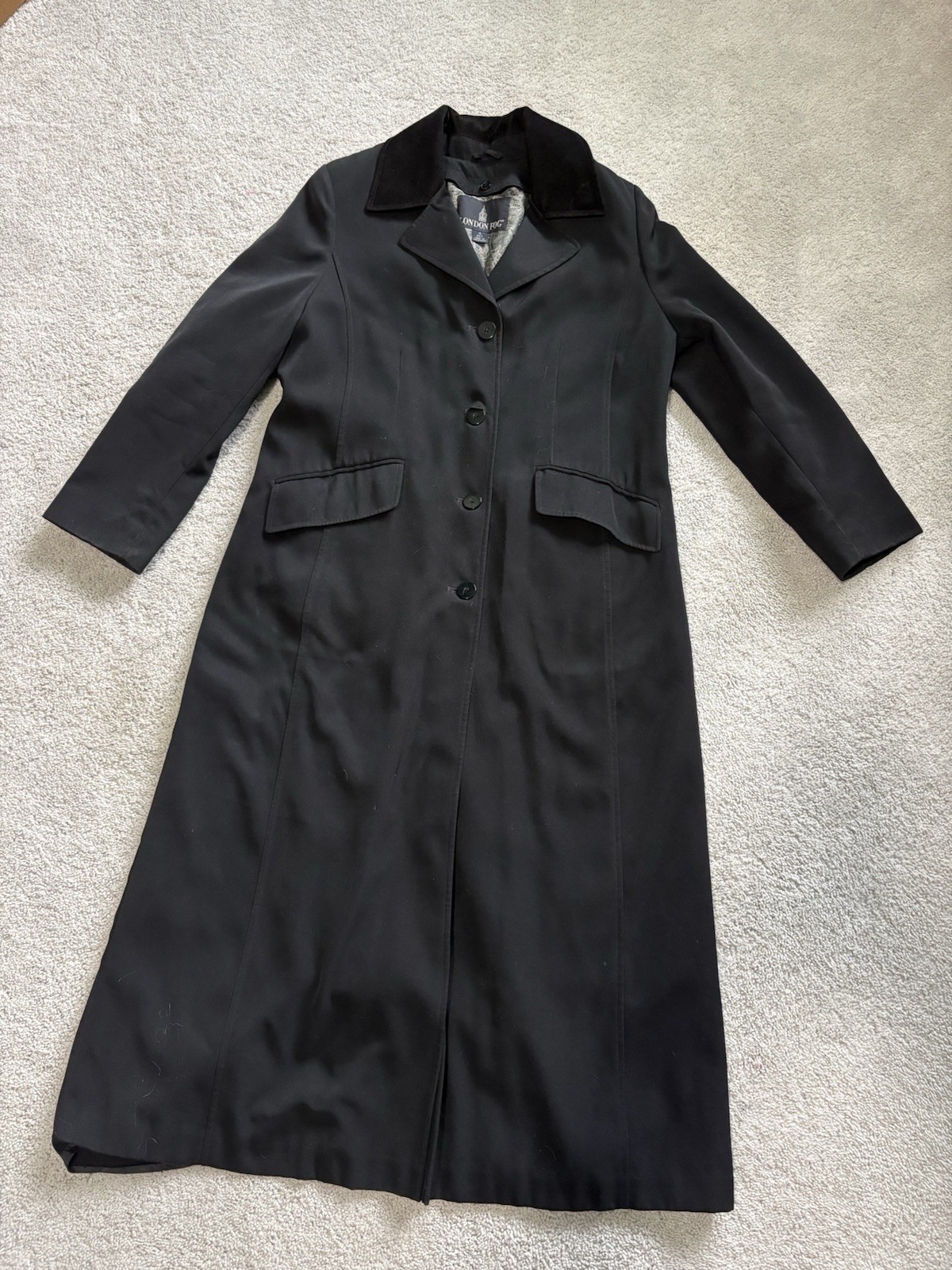 Vintage London Fog Full Length Trench Coat Velvet Collar PaisleyLiner 4P