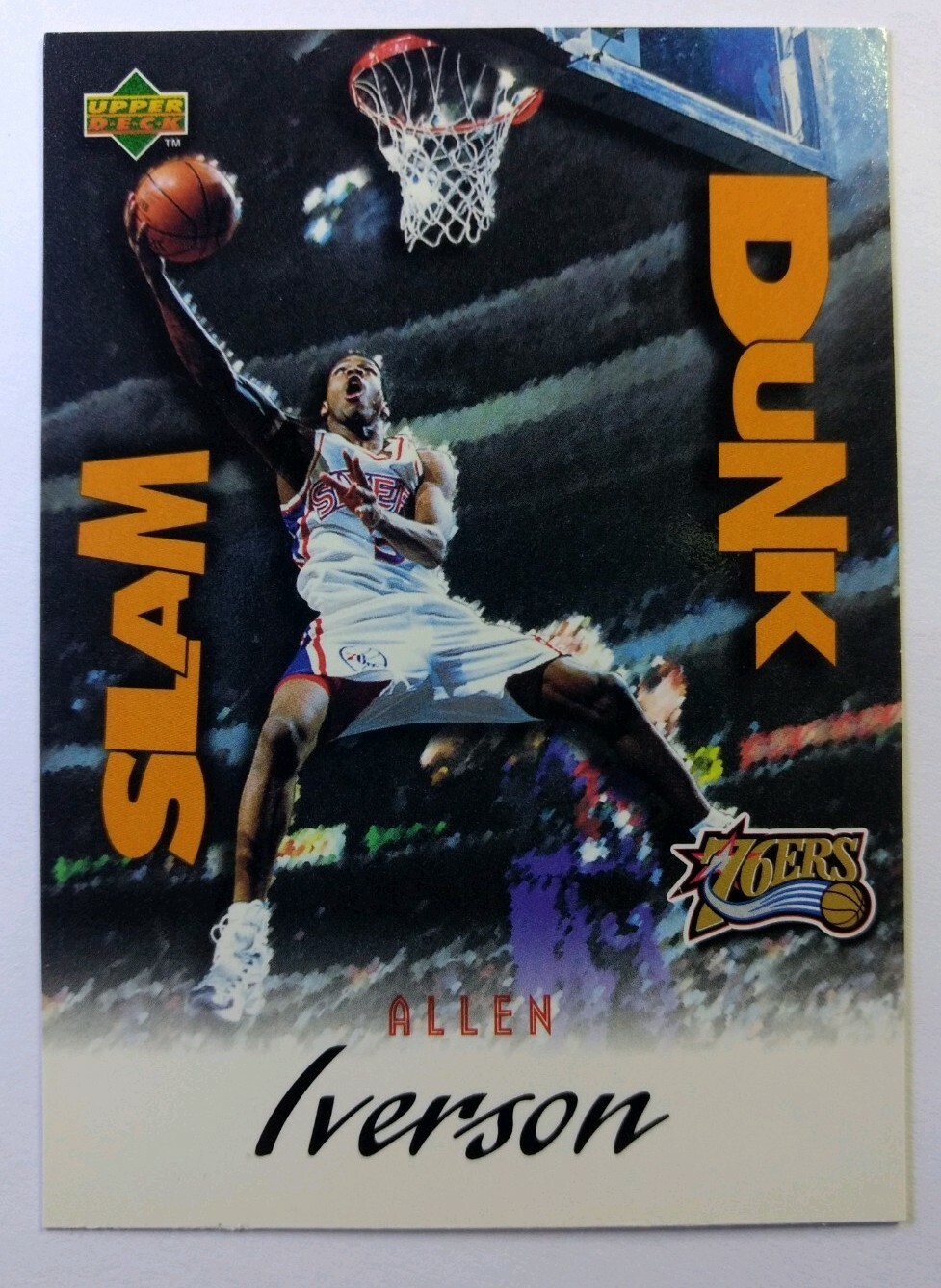 1996-97 Upper Deck Nestle Slam Dunk Allen Iverson #SD30, Insert, 76er's
